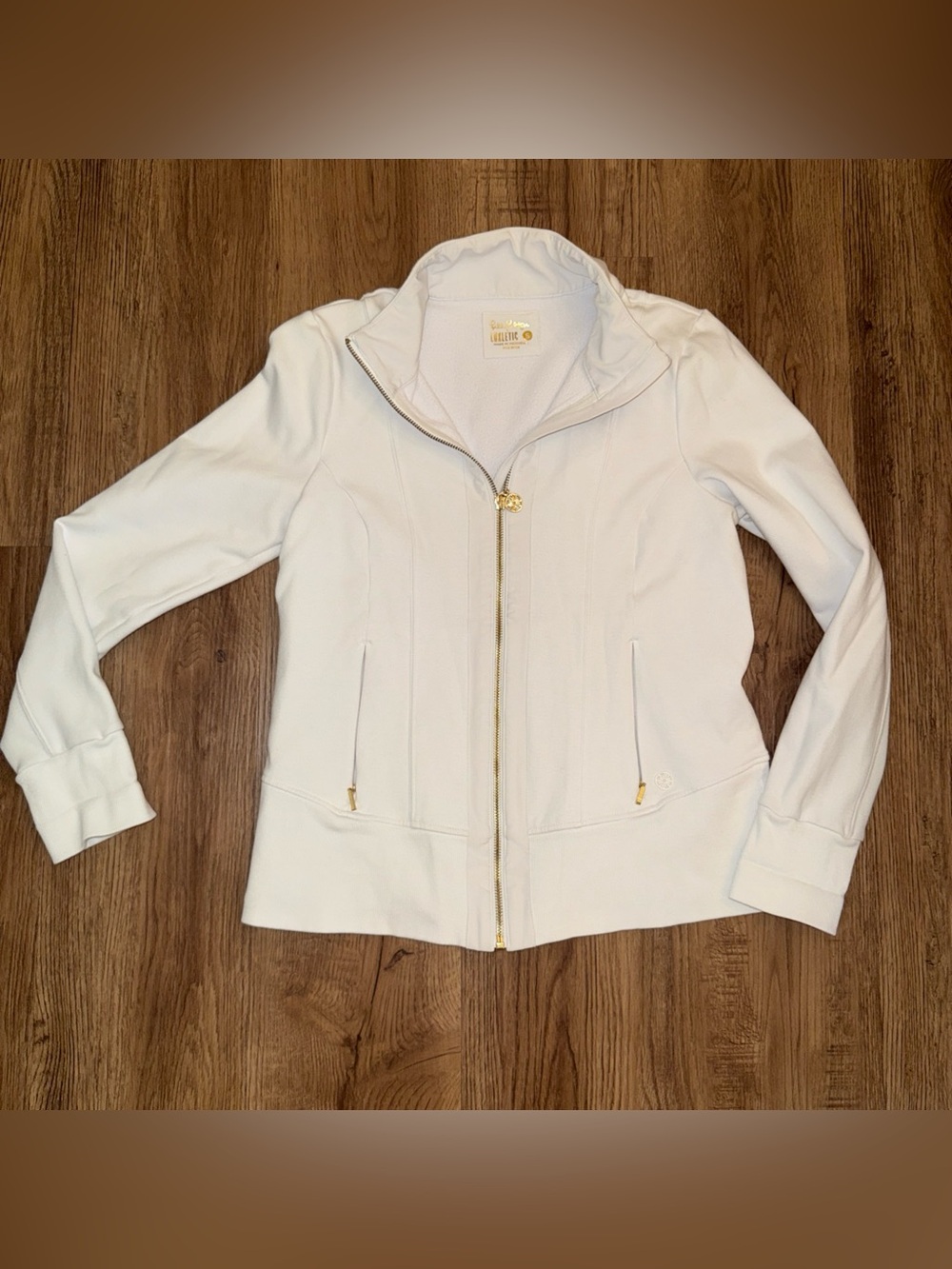 lilly pulitzer jacket womens small white luxletic al fresco full zip lightweight